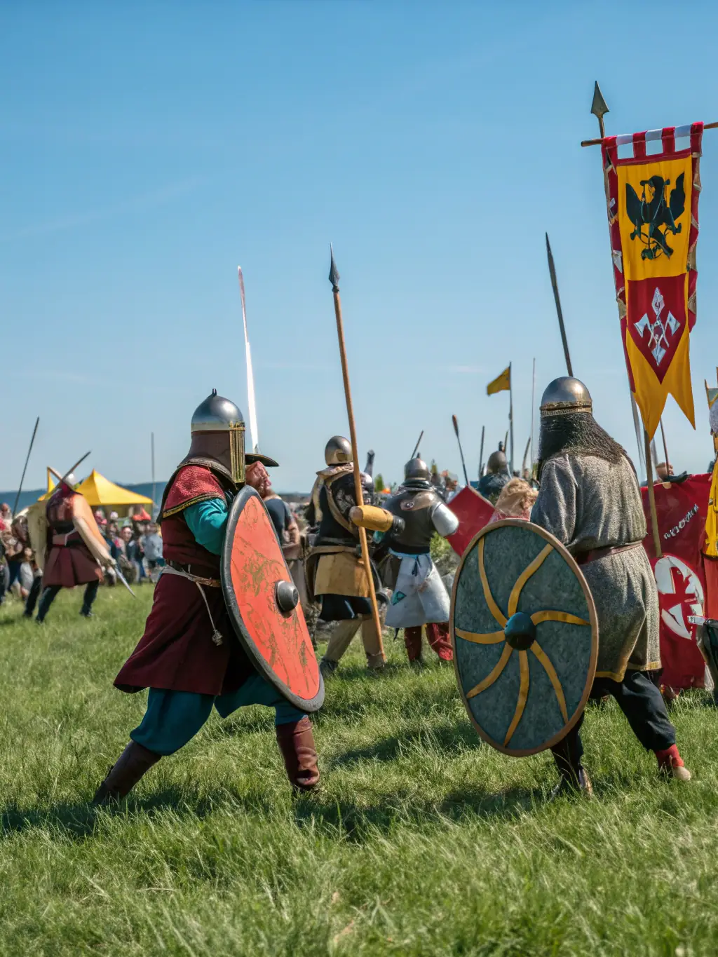 A vibrant image of a historical reenactment event held at the Abbey, featuring participants in period costumes and engaging in traditional activities.