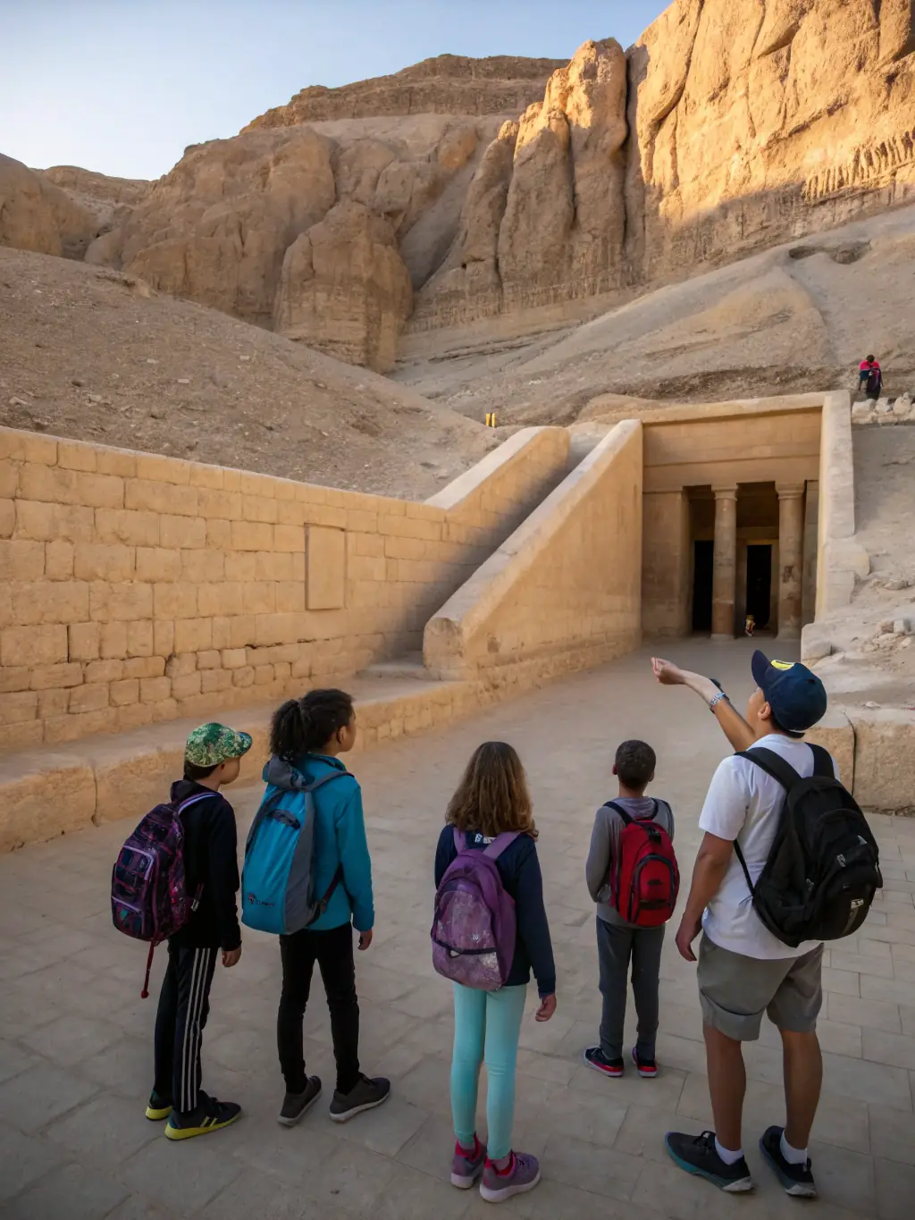 A photograph of children participating in an educational tour of the Abbey, led by a knowledgeable guide, emphasizing interactive learning and cultural appreciation.